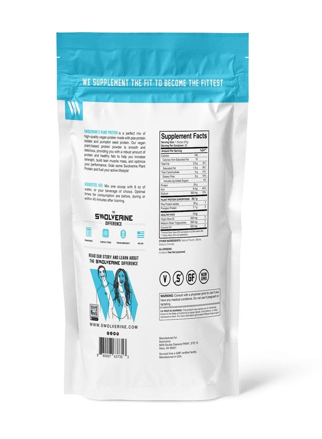 Swolverine Plant Protein | 100% Vegan, Plant-Based Protein Powder, Pea Protein Isolate, Pumpkin Seed Protein, 22G Protein, 30 Servings Chocolate Cake Flavor (Chocolate Cake) - Image 2